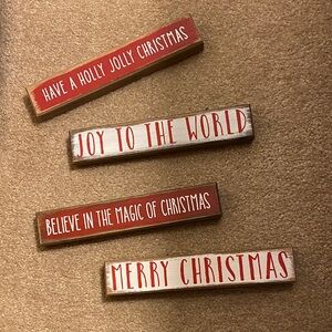 Festive Holiday Sign Set - Red and White